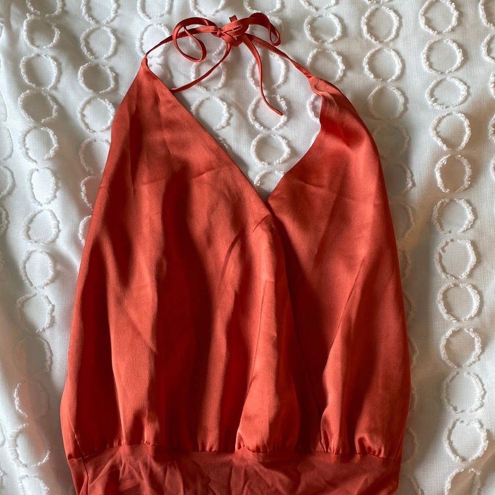 Orange halter bodysuit